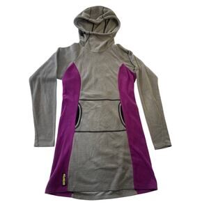 Melanzana Micro Grid Dress Gray Purple Pockets Hoodie Outdoors Women's Medium